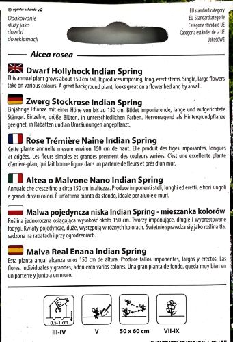 Hollyhock Dwarf Indian Spring Mix Seeds - Irish Plants Direct